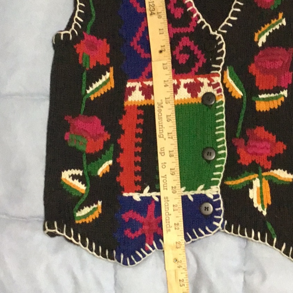 PENDLETON Knock Abouts Vintage Knit Vest M – Multicolor Patchwork Tapestry Folk - Picture 14 of 16
